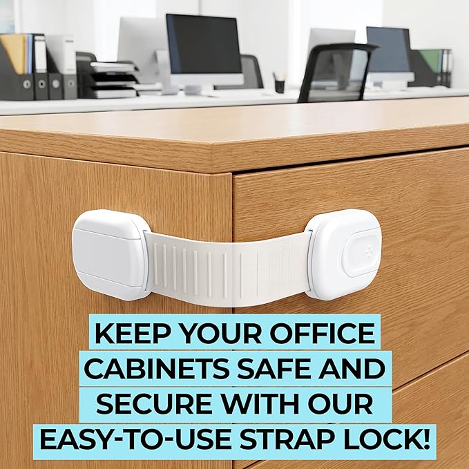 Fridge Strap Lock for Kids (8 Pack) Child Proof Fridge Locks with Strong 3M Adhesive, Baby Proof Refrigerator & Cabinet Safety Locks for Toddlers and Adults