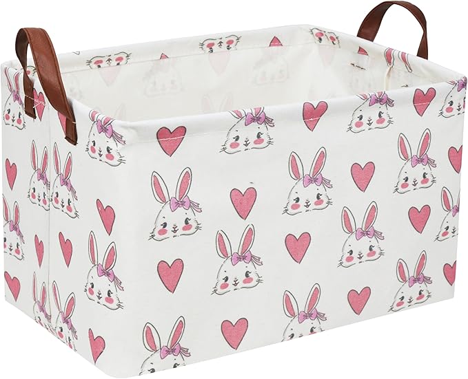 Essme Rabbit Rectangular Collapsible Storage Basket, Kids Toy Organizer, Shelf Basket, Easter Gift (Rabbit)