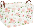 Essme Rectangular Rose Basket,Pink Storage Box, Flower Storage Bins Organizer with Handles for Girls Room Decor, Girl Basket,Shelf Basket.(Rose) .