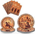 WERNNSAI Western Party Decorations - 48 PCS Cowboy Plates and Napkins First Rodeo Birthday Supplies Wild West Themed Tableware for Kids Boys Birthday Bachelorette Party Decor Serves 16 Guests