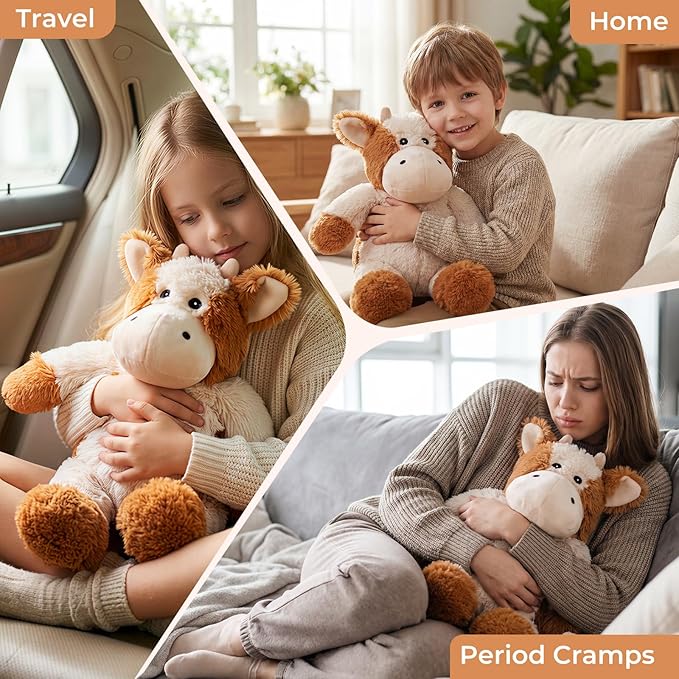 Cow Microwavable Weighted Stuffed Animals,Heating Pad Animal for Period Cramps&Warmth Comfort&Pain Relief, Lavender Scented Heat & Cold Cute Cow Plushies Toy Gifts for Girls Boys Adults