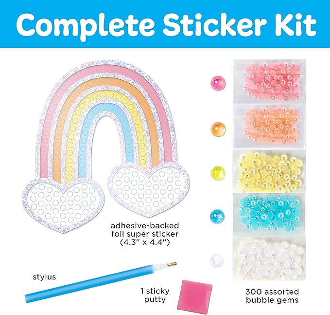 Creativity for Kids Bubble Gem Super Sticker: Rainbow, Diamond Art Kits for Kids, Mini Craft Kit and Spring Crafts for Girls, Window Art Craft Kits for Girls (Ages 6+)