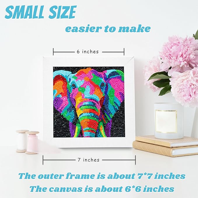Libfx Diamond Art Kits for Kids with Frame Diamond Art for Girls Boys Beginners Arts and Crafts Ages 8-12 Birthday Gifts (Elephant)