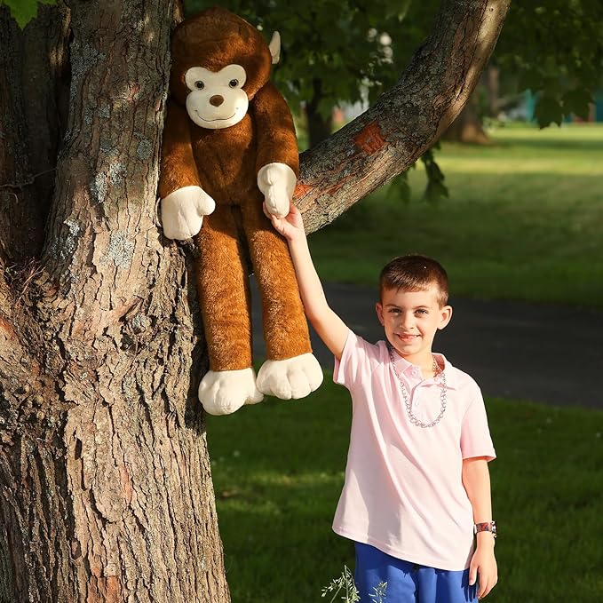 Tezituor 3.2lb Monkey Stuffed Animal Plush Toy, 39.5in Giant Long-Legged Monkey Plushies, Huggable Pillow Birthday Gifts Home Decor for Kids & Adults