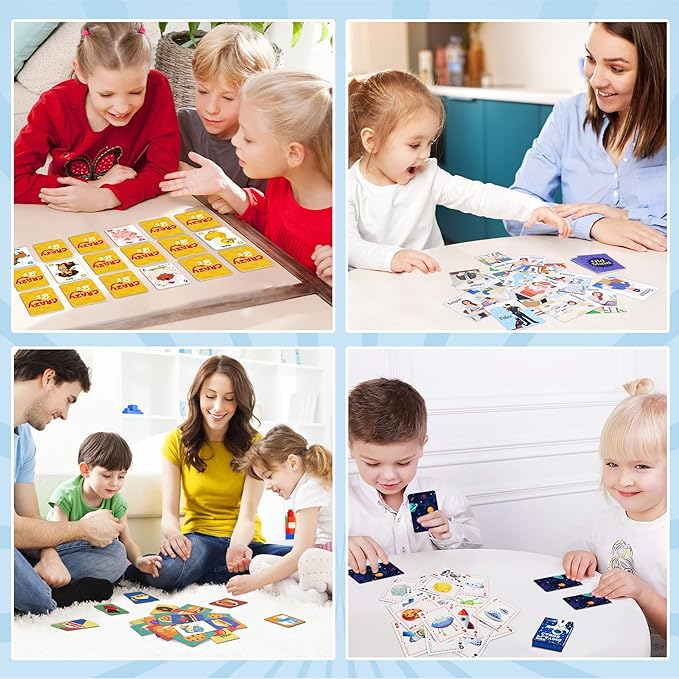 Kids Card Games,24 Decks,Go Fish, Old Maid, Crazy Eights, Memory Match, Slap Jack, Space Playing Cards, Family Game Night Classic Table Games, Stocking Stuffers for Kids Toddlers