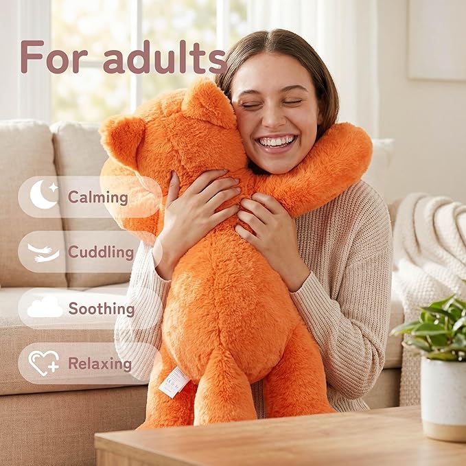 Niuniu Daddy Fox Weighted Stuffed Animals for Kids & Adults, 24" | 5lb Large Weighted Plushies Pillow for Sleeping and Calming, Cute Lying Plush Toy Huggable Gift for Everyday Comfort