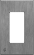 ENERLITES Brushed Screwless Decorator Wall Plate Child Safe Outlet Cover, Gloss Finish, Size 1-Gang 4.68" H x 2.93" L, Unbreakable Polycarbonate Thermoplastic, SI8831-BGY, Brushed Gray