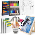 Inburit Paint Set for Adults & Kids, Painting Supplies Kit with 18 Acrylic Paints(22ml), Easel, Stretched Canvases, Brushes, Palette,Etc. Deluxe Art Paint Set for Student and Artist
