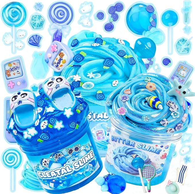 8 Pack Summer Butter Slime Kit for Girls and Boys,Party Favors Stretchy and Non-Sticky, Stress Relief Toy,Soft DIY Slime for Kids Birthday Gift Christmas Stocking Stuffers