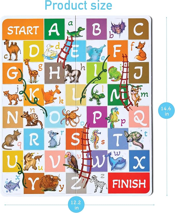 ABC Zoo Chutes and Ladders Board Game, Language Development Toy, Alphabet Learning Activity for Kids Ages 4+ Players 2-4