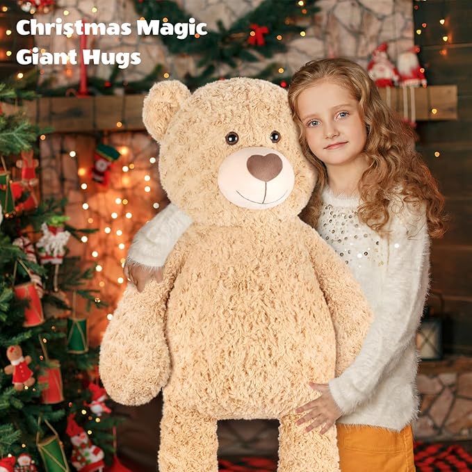 SuzziPals 43 inch Giant Teddy Bear Stuffed Animal, Lifelike Stuffed Animals for Stress Relief & Companion, Extra Soft Fluffy Big Plushies Hugging Pillow, Jumbo Teddy Bears Gifts for Kids Adults