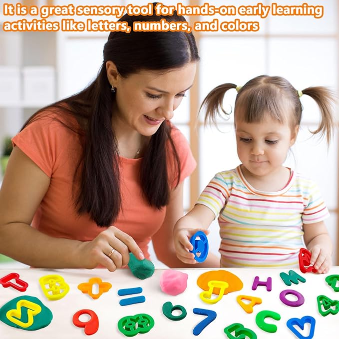 Dough Tool Set with Dough Alphabet Cutters,Numbers Cutters,Mathematical Symbols,Great Dough Tools for Learning Letters and Numbers