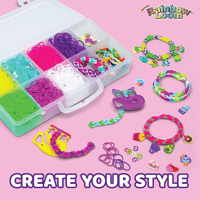 Rainbow Loom® Loomi-Pals™ Mini Combo Set, Features 60 Cute Assorted Loomi-Pals Charms,1 Happy Loom, 2100 Colorful Bands All in a Carrying Case for Boys and Girls 7+