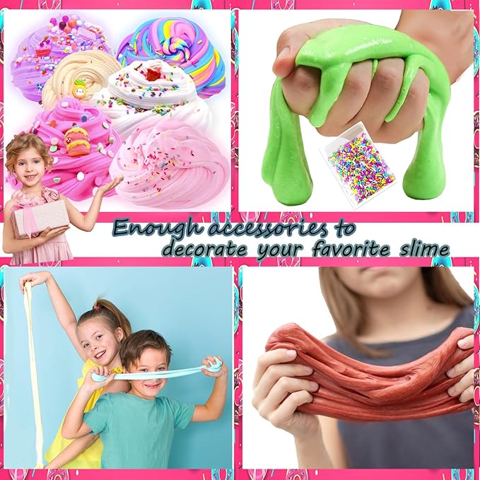 KUALUDJIT12Pack Butter Slime Kit with Cake Charms Super Soft & Non-Sticky,Stress Relief Toy for Girls and Boys,Party Favors and Birthday Gift，Easter Basket Stuffers
