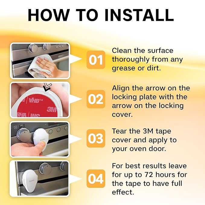 Oven Lock Child Safety – Award Winning Self-Adhesive Baby Proofing Oven Door Latch, Easy Install Heat-Resistant Safety Lock by BeeGo (White)