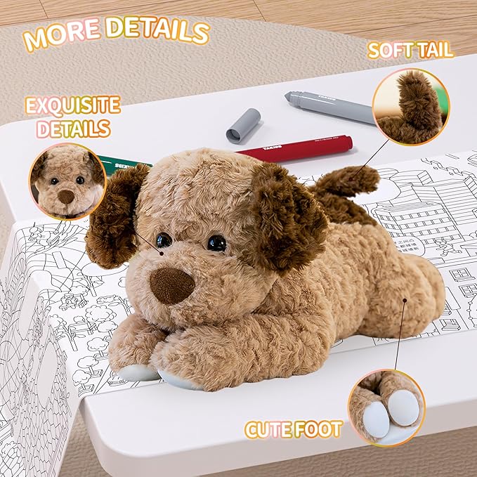 Dog Plush Dog Toy 18 Inch – Brown Weighted Stuffed Animal Dog– Ultra-Soft Plush, Durable Design, Suitable for Kids & Adults – Cozy Comfort Companion