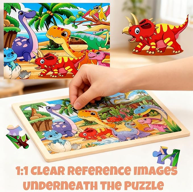 4 Packs 60 Piece Puzzles for Kids Ages 4-6, Wooden Animals Jigsaw Puzzles for Toddlers Age 4-8, Preschool Educational Puzzles Boards Toys, Brain Teaser Toys Gifts for 3 4 5 6 7 8 9 Boys Girls