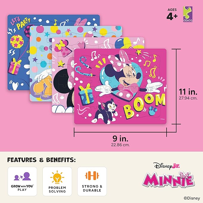 Disney Minnie Mouse - CEACO Tray Puzzles 4 Pack - Made for Kids Ages 4+