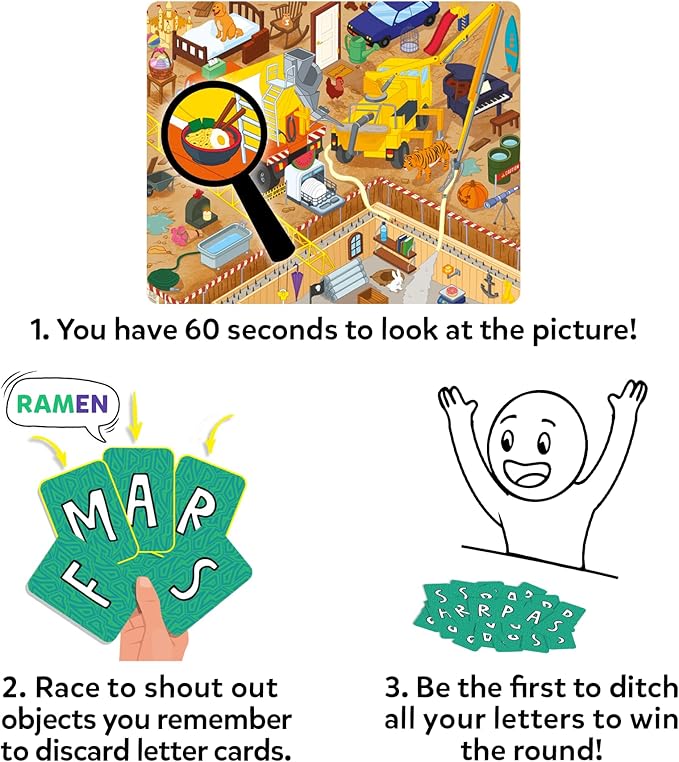 Skillmatics Board & Card Game – Who Saw What? in 60 Seconds, Memory Game for Kids, Teens & Adults, Fast-Paced Family Game Night Fun, Quick-Thinking Party Game, Gift for Ages 7, 8, 9 & Up
