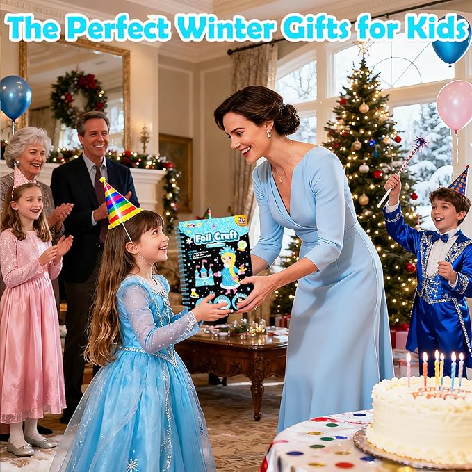FUNNYB&G Foil Art Crafts for Kids Ages 4-8: Mother's Day 2026, Birthday Gift for Girls, Art and Crafts Supplies, Party Favors, Creative Toys for Girls 4 5 6 7 8 9 Years Old(Winter)