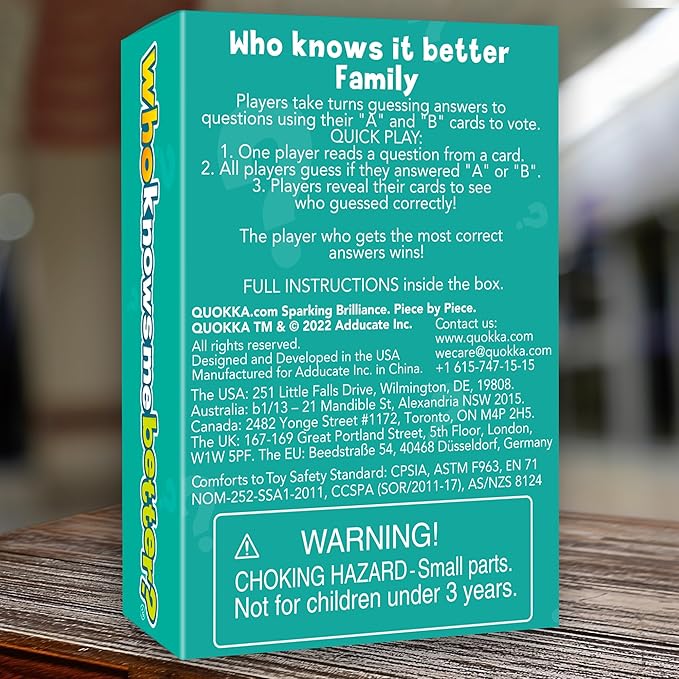 Family Board Games for Kids and Adults - Trivia Card Games for Kids 8-12 and Adults - Who Knows Me Better for Family Game Night - 500+ Facts Questions from Ages 6-8 — Fun Travel Car Activities for 5+