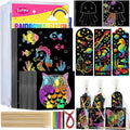 Funtopia 240 Sheets Rainbow Scratch Paper, Color Scratch Art for Kids Ages 4 5 6 7 8 9 10 Girls Boys, Art Crafts Party Favors Drawing Kits with Guide for School Classroom Travel Birthday Party Gifts