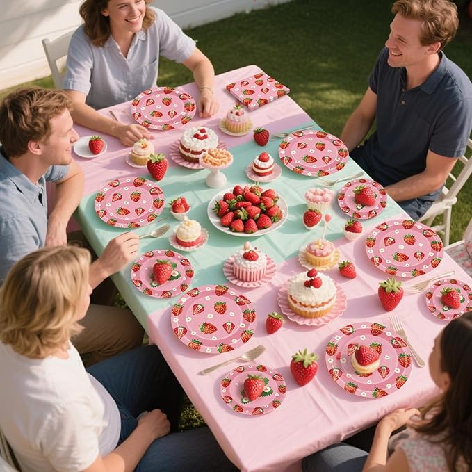40 Pcs Strawberry Plates and Napkins Sets, Strawberries Dinner Dessert Paper Plates Summer Berry Napkins Tableware Kit for Fruit Strawberry Party Birthday Decorations Supplies Table Decor, Serve 20