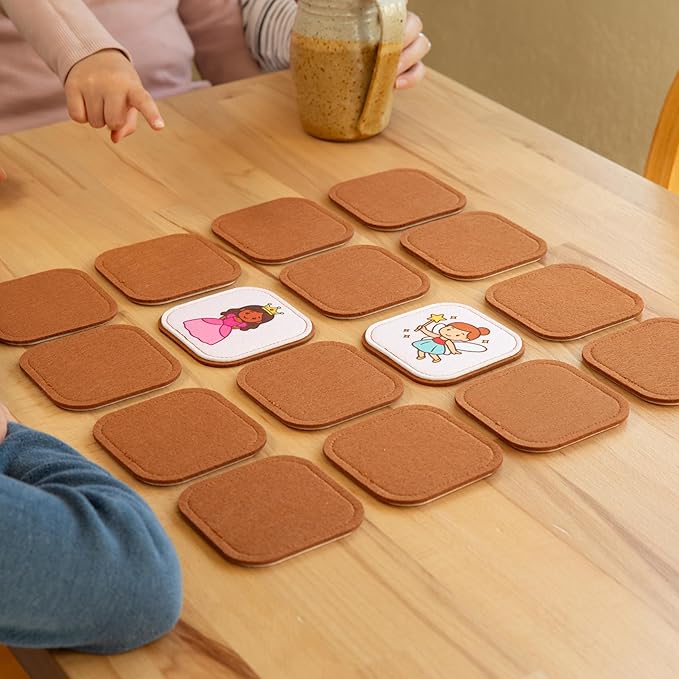 Felt Princess Matching Game for Toddlers – Fairy Tale Memory Game & Flash Cards – Soft and Safe for Ages 1+ – Montessori Preschool Learning Activity – Educational Princess Toy for Girls & Boys
