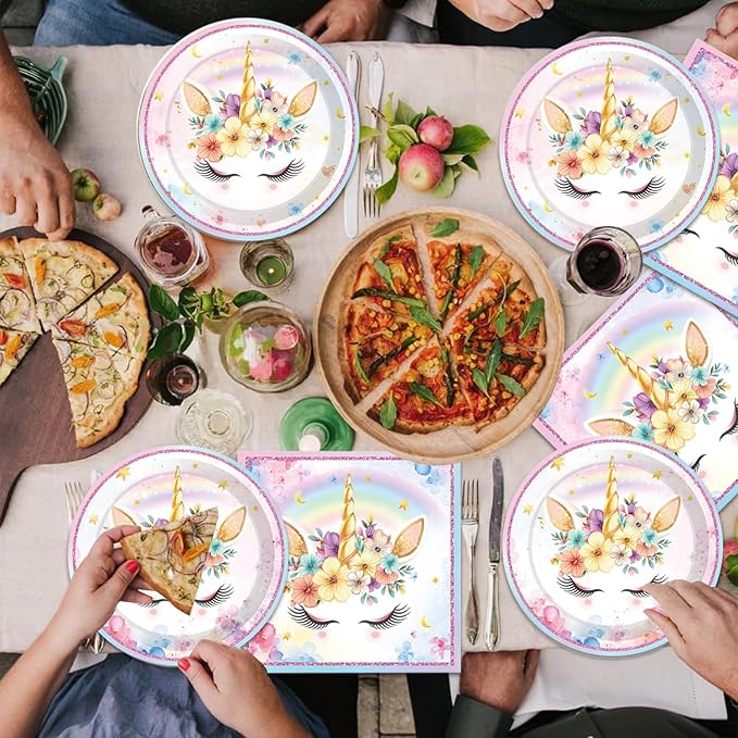 40Pcs Unicorns Birthday Decorations for 20 Guests Birthday Party Supplies Set Unicorns Plates and Napkins Magical for Girls Baby Shower Party Decorations