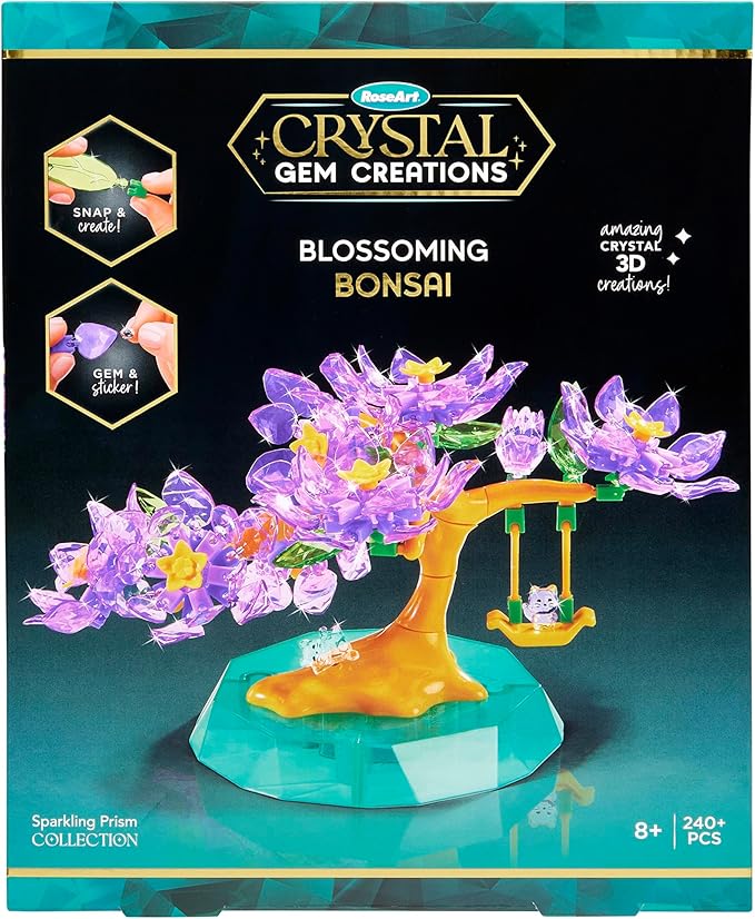 Crystal Gem Creations Blossoming Bonsai Kit by RoseArt, 240+ Pieces, Great for Adults, Tweens and Children Ages 8+