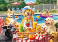 300 Pieces Puzzles for Adults,Summer Dog Pool Party & Food Puzzle,Large Puzzles Pieces for Seniors,Fun Puppy Jigsaw Puzzles for Kids Ages 8-10,Challenging Family Games,Holiday Party Gifts,20.5 x 15 In
