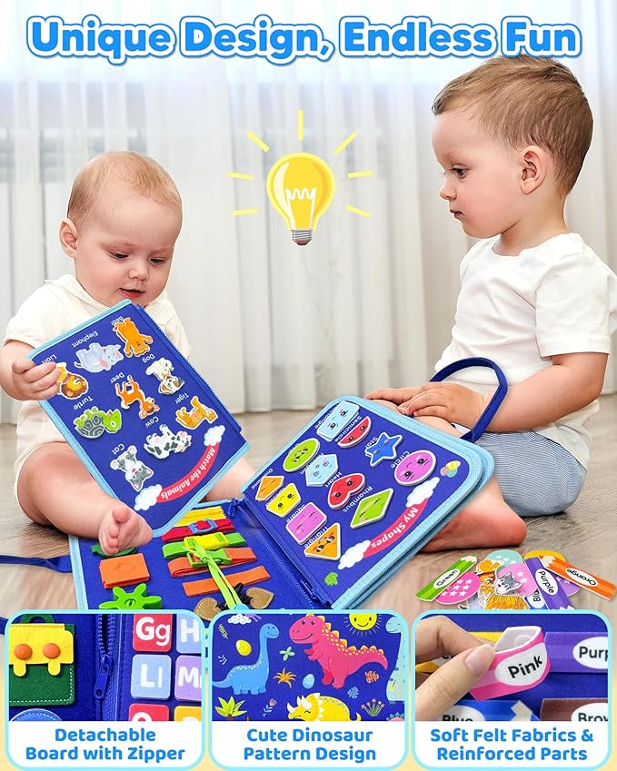 Walenty Busy Board Montessori Toys for Toddler Boy Birthday Gifts, Busy Book Sensory Learning Toys for Toddlers, Educational Activities Airplane Car Travel Toy for Boys
