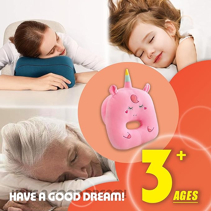 Pink Unicorn Plush Stuffed Cute Napping Toy Pillow for Kids Girls, Kawaii Toys Throw Pillow Doll Gift for Girlfriend, Office Neck Pillow for Cervical Pain Relief