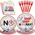 96Pcs Funny Vasectomy Party Supplies Snip Vasectomy Plates and Napkins Disposable Little Tadpole Scissors Tableware Set for Men Boys Get Well Soon Husband Boyfriend Humor Party Decorations Serves 24