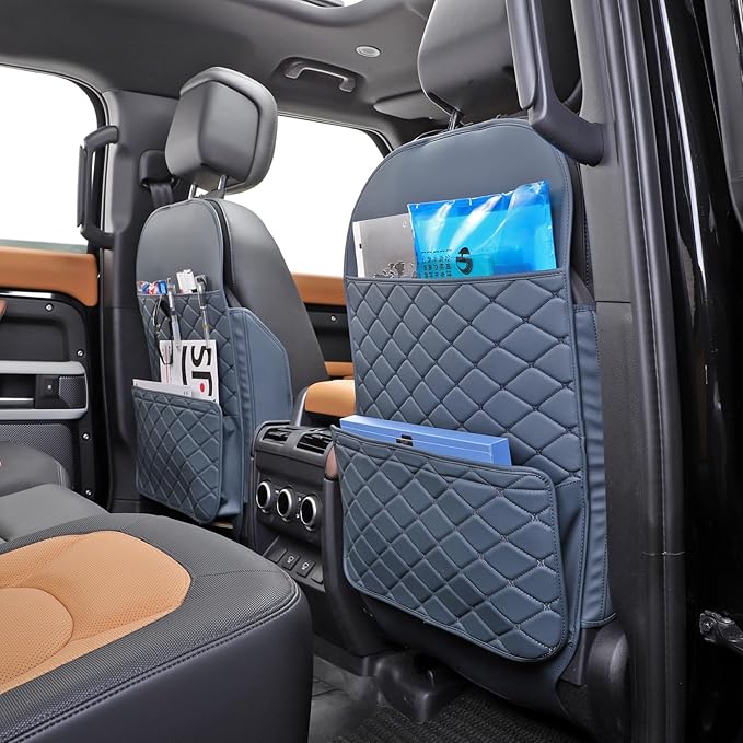 TAIKOO Seat Back Protector + Large Capacity Pocket Storage Organizer,Preventing the Impact of Children Stepping on the Seat Backrest (Blue)