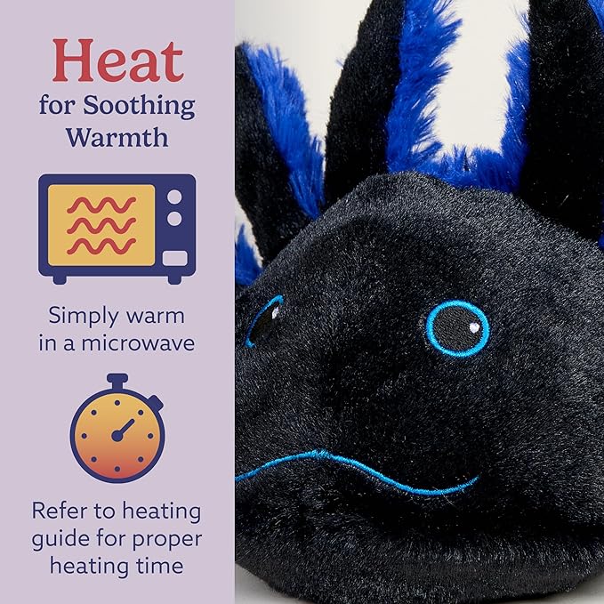 warmies Microwavable & Weighted Stuffed Animals, Black Axolotl - Heated Stuffed Animal Plushie for Warmth & Comfort - Cute Soft Plush Toys for Adults & Children (Boys, Girls, Babies & Toddlers)