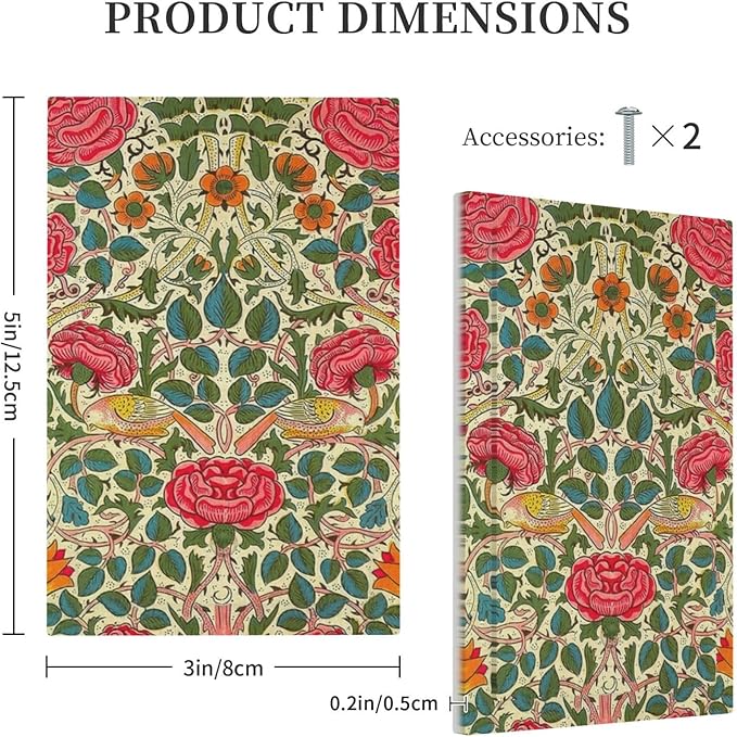 William Morris Roses Floral 1 Gang Light Switch Cover Electrical VintageTulip Flower Plant Bird No Device Wall Plate Switchplates Decorative for Country Bedroom Kitchen Living Room Decor