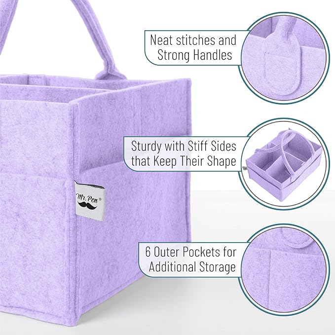 Mr. Pen- Baby Diaper Caddy Organizer, lavender dream, Nursery Storage Bin and Car Organizer for Diapers and Baby Wipes