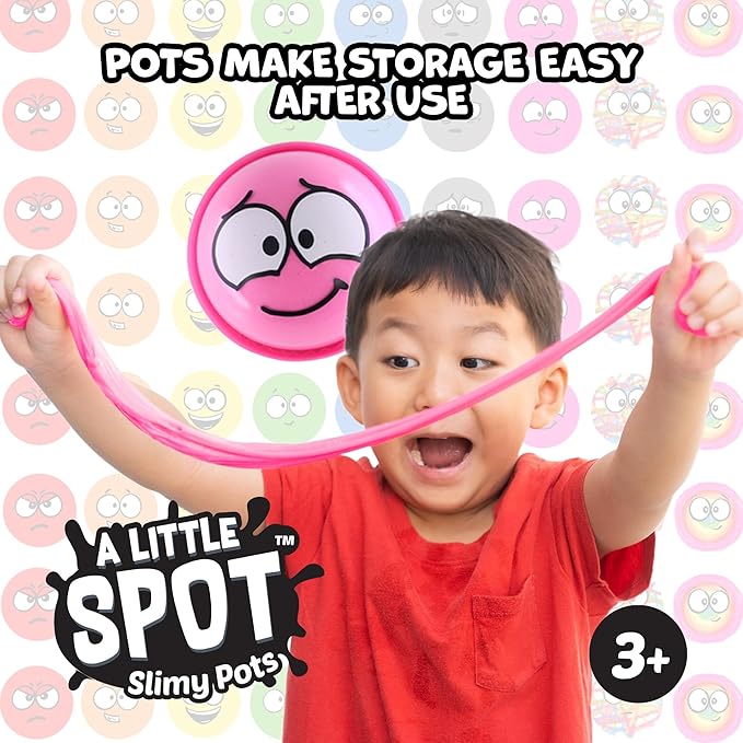 A Little Spot Slimy Pots Slime Toy Set, 8 Sensory Slime Pots for Kids, Social Emotional Learning Slime Kit, Calm Down Sensory Toys for Classroom or Home, Ages 3+