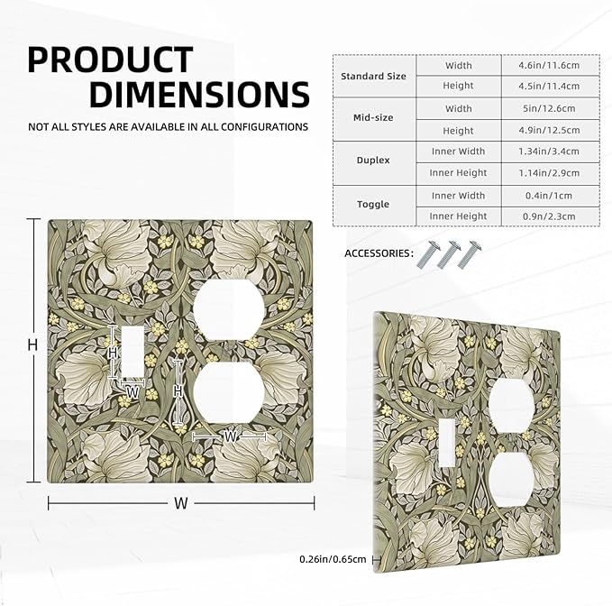 William Morris Pimpernel Flowers Plant Floral Wallplates 1 Toggle 1 Duplex Switch Plate Electrical GFCI Faceplate Decorative Light Switch Covers for Farmhouse Living Room Decor