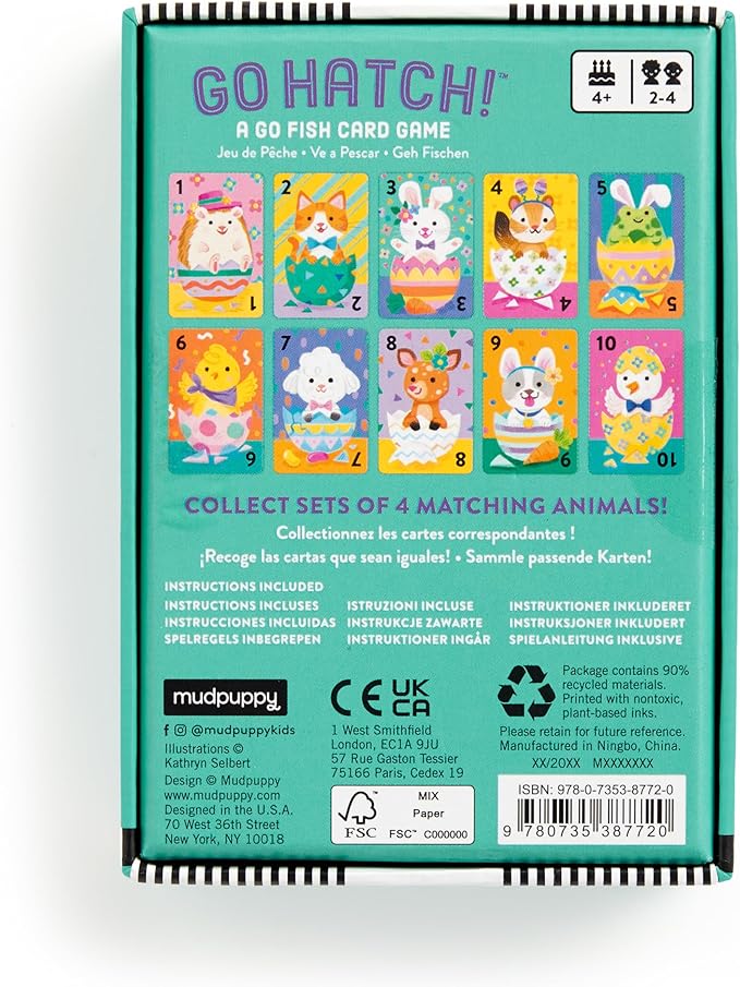 Mudpuppy Go Hatch! – Easter Version of Classic Kids Go Fish Card Game with Cute Illustrations of Bunnies for Children Ages 4 and Up, 2-4 Players