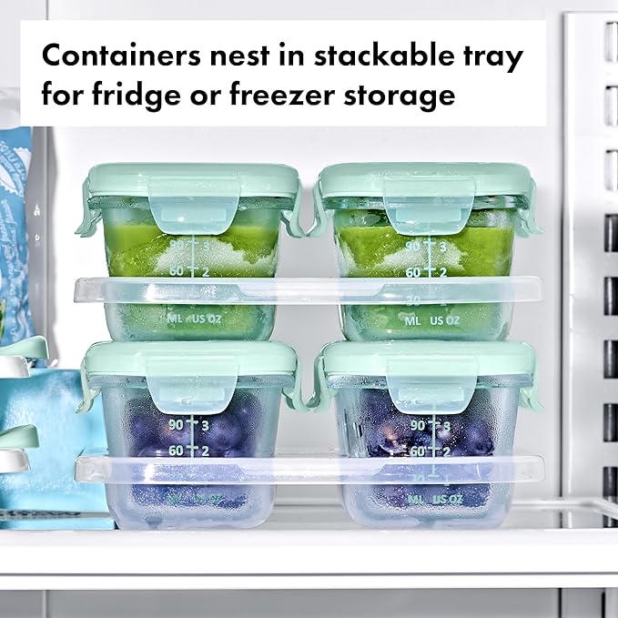 OXO Tot Glass Baby Blocks Food Storage Containers (4 oz) - Opal