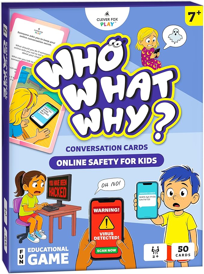 Who What Why Conversation Cards for Kids Online Safety – Cybersecurity & Digital Awareness Learning Game – Emotional Regulation Tool for Kids – Social Skills Activity & Speech Therapy Materials