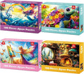 4 Packs 100 Piece Puzzles for Kids Ages 6-8 8-10, Fantasy Mermaid Unicorn Puzzle for Girls 4-6 Years Old Educational 100 Piece Large Jigsaw Puzzles, Kids Puzzles 4-6 Toys Gifts for Girls Boys