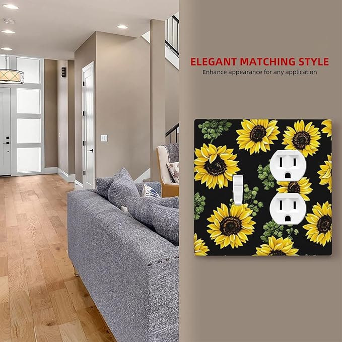 Wallplates Floral Sunflower Plants Flowers 1 Toggle 1 Duplex Switch Plate Electrical Gfci Faceplate Decorative Light Switch Covers For Bed Room Farmhouse Decor