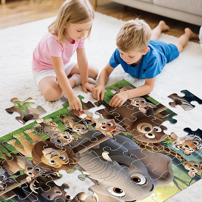 Jumbo Floor Puzzle for Kids,48 Piece Forest Animal Large Jigsaw Puzzles,Learning Educational Toys for Toddlers Ages 3-5,Wildlife Preschool Puzzles Children Easter Gift for Boy Girl Ages 4-8 W