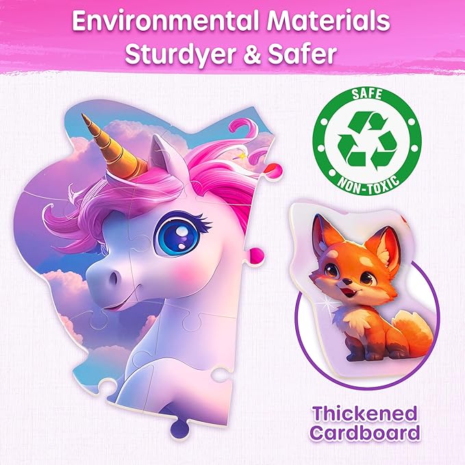 SYNARRY Unicorn Floor Puzzles for Kids Ages 4-6, Large 45 Piece Floor Puzzles for Kids Ages 4-8, Puzzles for Toddlers 3-5, Unicorn Toys Easter Basket Stuffers Gifts for 3 4 5 6 7 8 Year Old Girls