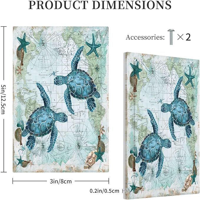 Light Switch Cover Plate Nautical Green Sea Turtles Beach Blue Ocean 1 Gang No Device Blank Electrical Wall Plates Faceplate Decorative Switch Plate For Bathroom Kids Room Decor