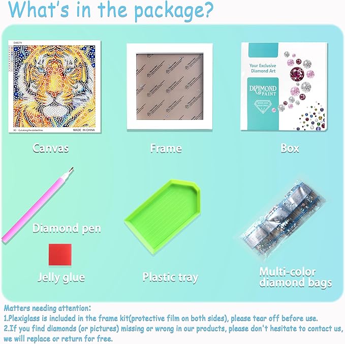 Libfx Diamond Art Kits for Kids with Frame Diamond Art for Girls Boys Beginners Arts and Crafts Ages 8-12 Birthday Gifts (Tiger)