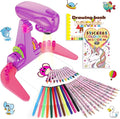 Sumsoltic Drawing Projector for Kids,Art and Craft Kit, Including Colored Pencils, Crayons, Coloring Books, Toys for 3+ Year Old Girls (Pink Drawing Kit v1)